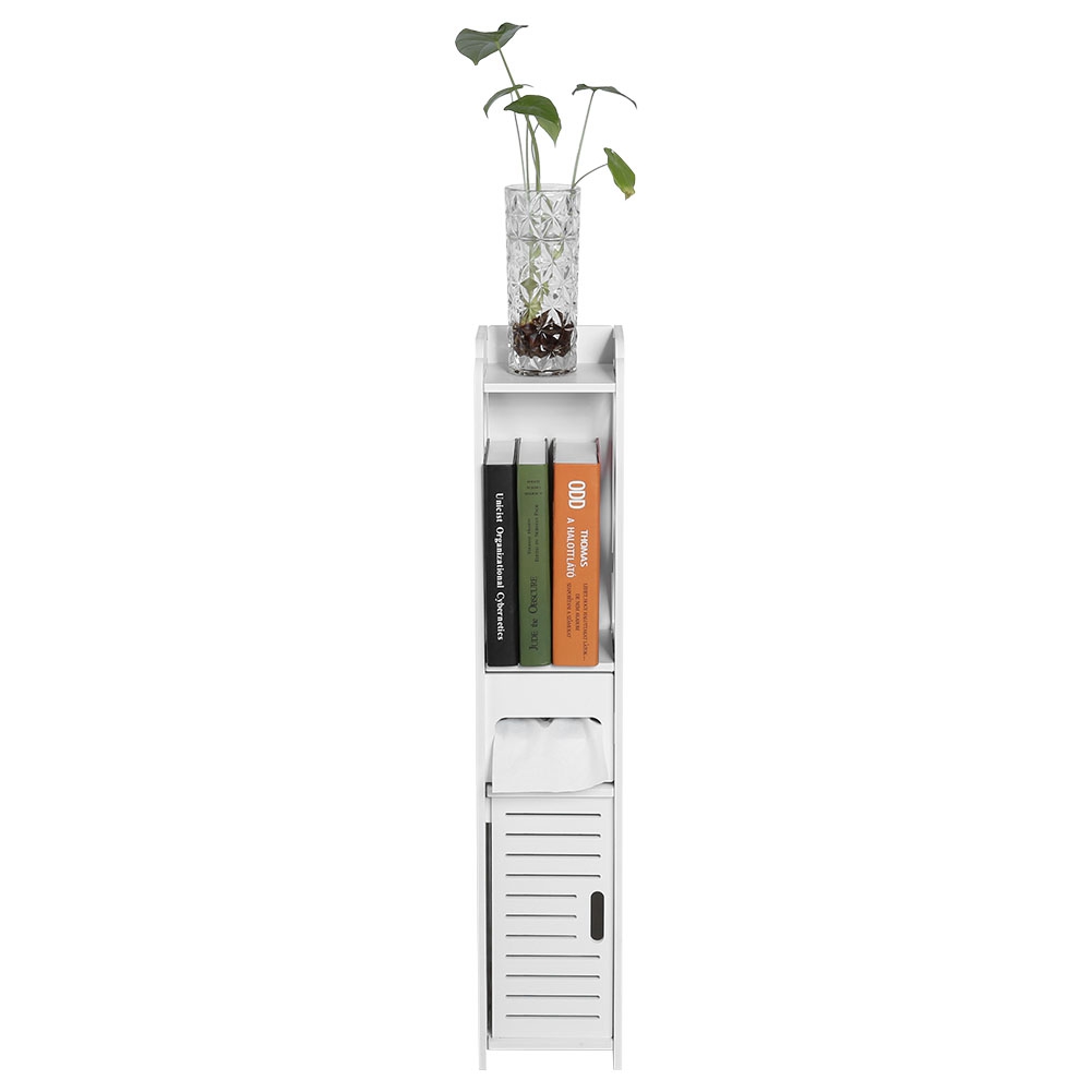 Weißer Badezimmerschrank Aus Holz, 80 X 15,5 X 15 Cm, Wandmontiert, Mit Ablage, Handtuchhalter Und Toilettenpapierablage