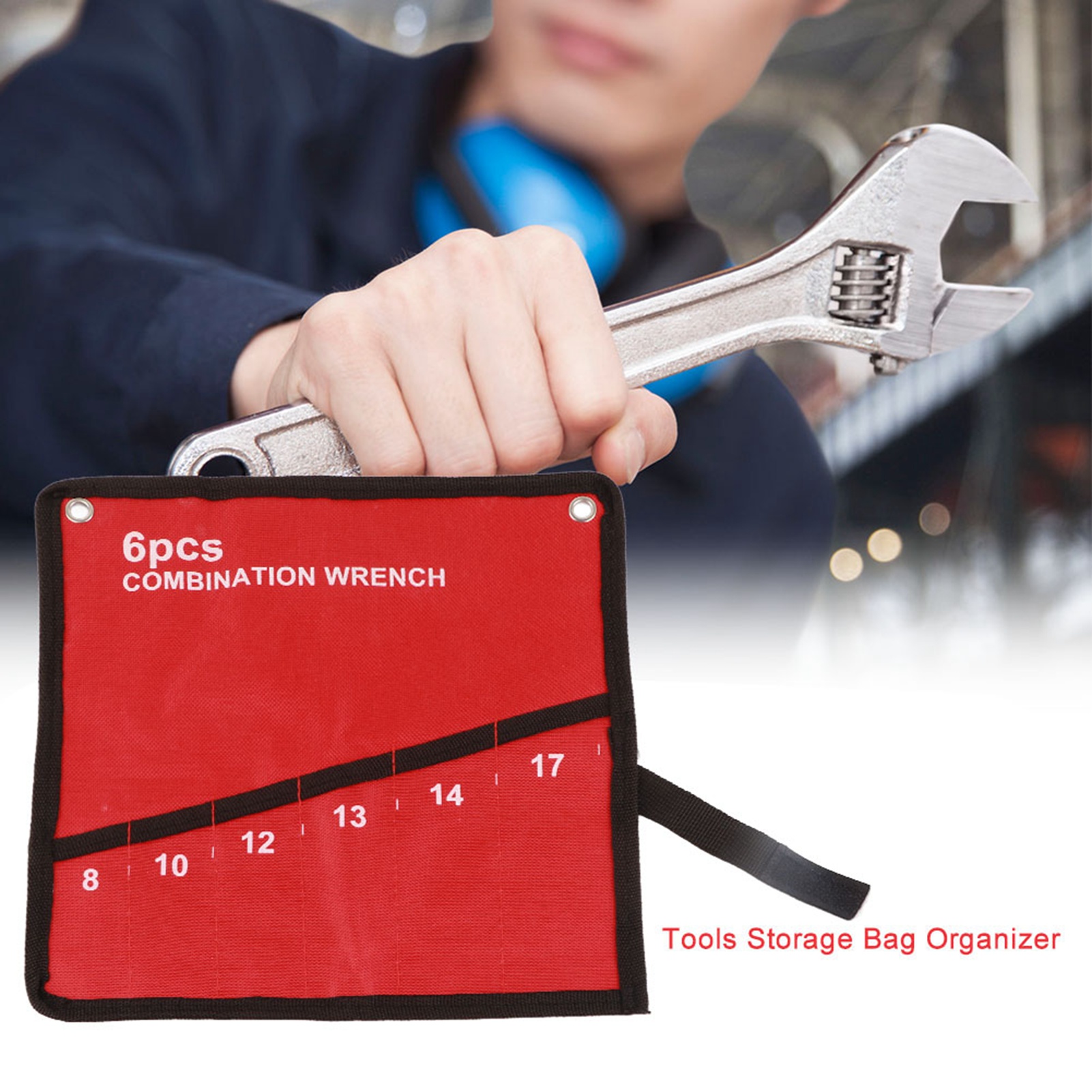 Werkzeugkoffer Mit 6 Fächern, Strapazierfähiger Canvas-organizer Für Schraubenschlüssel, Zangen Und Verstellbare Schraubenschlüssel, Zur Aufbewahrung An Der Wand Oder In Der Werkstatt, Vielseitige Rol