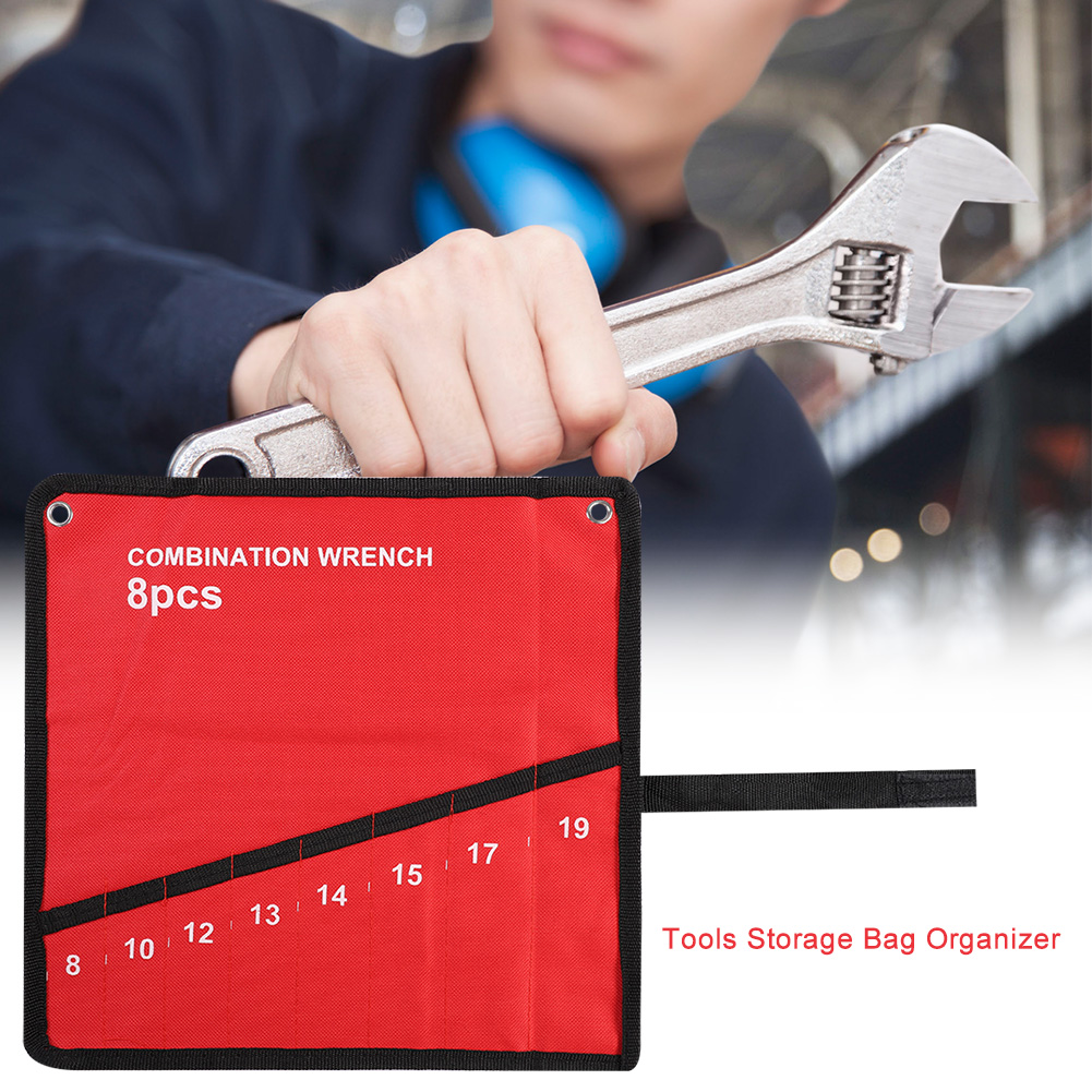 Rollbarer Werkzeugkoffer Mit Mehreren Fächern, Organizer Aus Canvas Für Schlüssel, Zangen, Schraubendreher, Zur Aufbewahrung An Der Wand Oder In Der Werkstatt, 8 Fächer, Robust Und Praktisch.