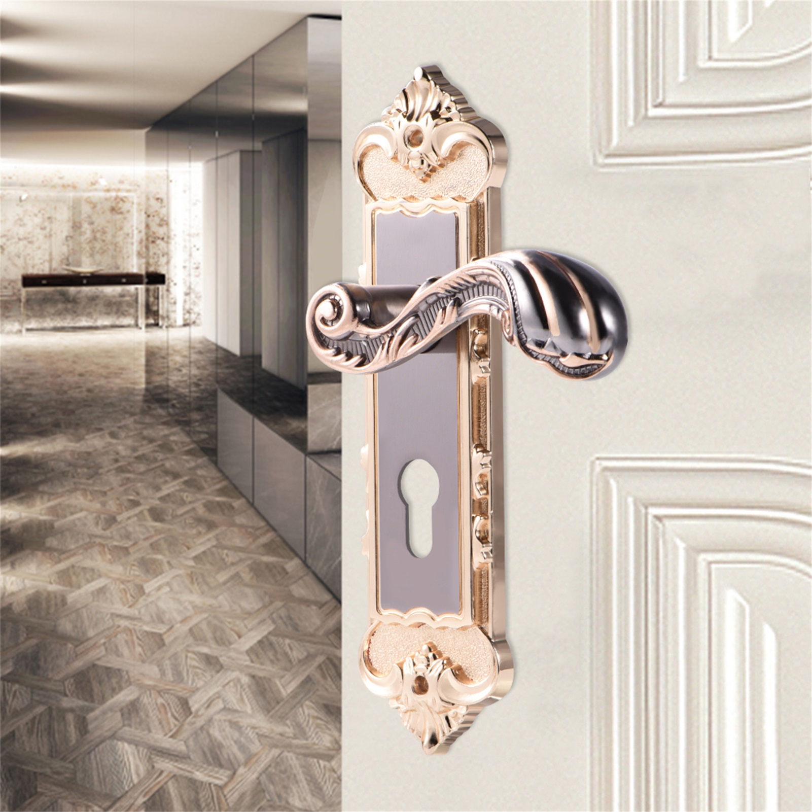 Türschloss Im Europäischen Retro-stil Für Den Innenbereich, Griff Aus Aluminiumlegierung, Diebstahlsicherung Für Schlafzimmer, Vintage-finish, Antike Beschläge