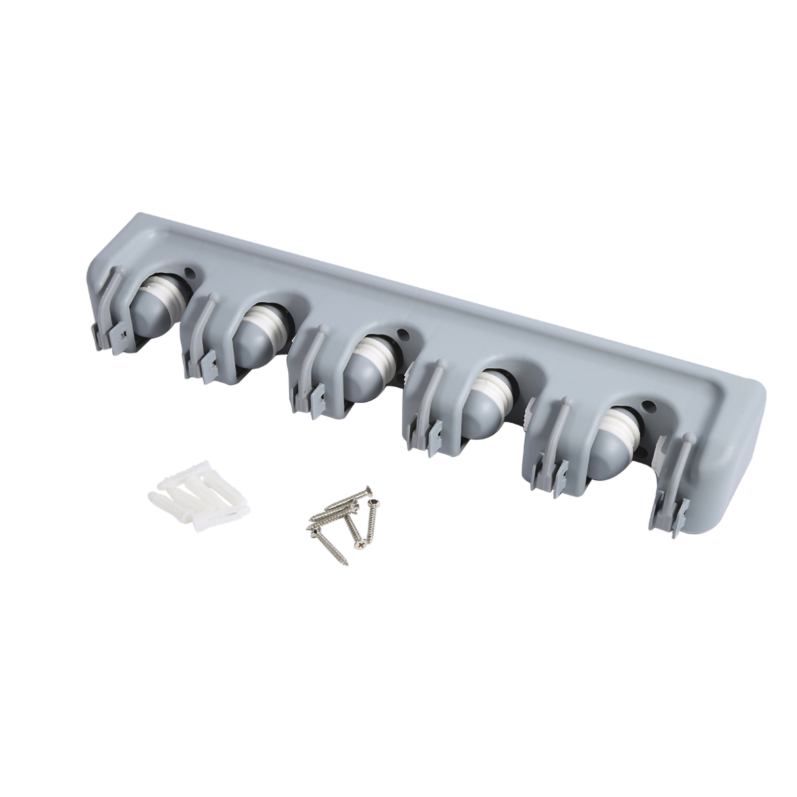Wandhalterung Für Besen, Mopp Und Bürste – Aufbewahrungsorganizer Mit 5 Fächern Und 6 Haken, Befestigungsmaterial Inklusive, Robust Und Praktisch.