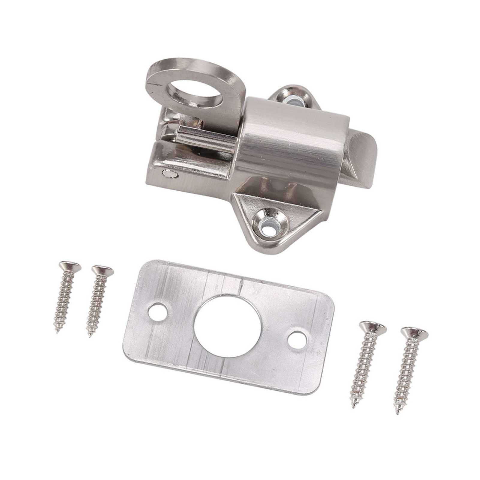 Türriegel Aus Aluminium Mit Federmechanismus, Fensterriegel, Riegelschloss, Zugring, Rückprallschutz, Für Schiebetüren, Silberfarben, 2er-pack