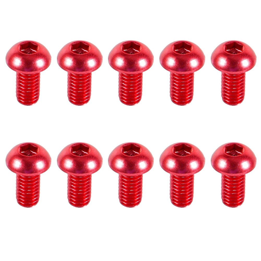 Metrische Schrauben Mit Gewölbtem Kopf Aus Roter Aluminiumlegierung, 10er-packung, M3-gewinde, Länge 6-10 Mm, Innensechskantschlüssel, 6 Mm Befestigungsschraube.