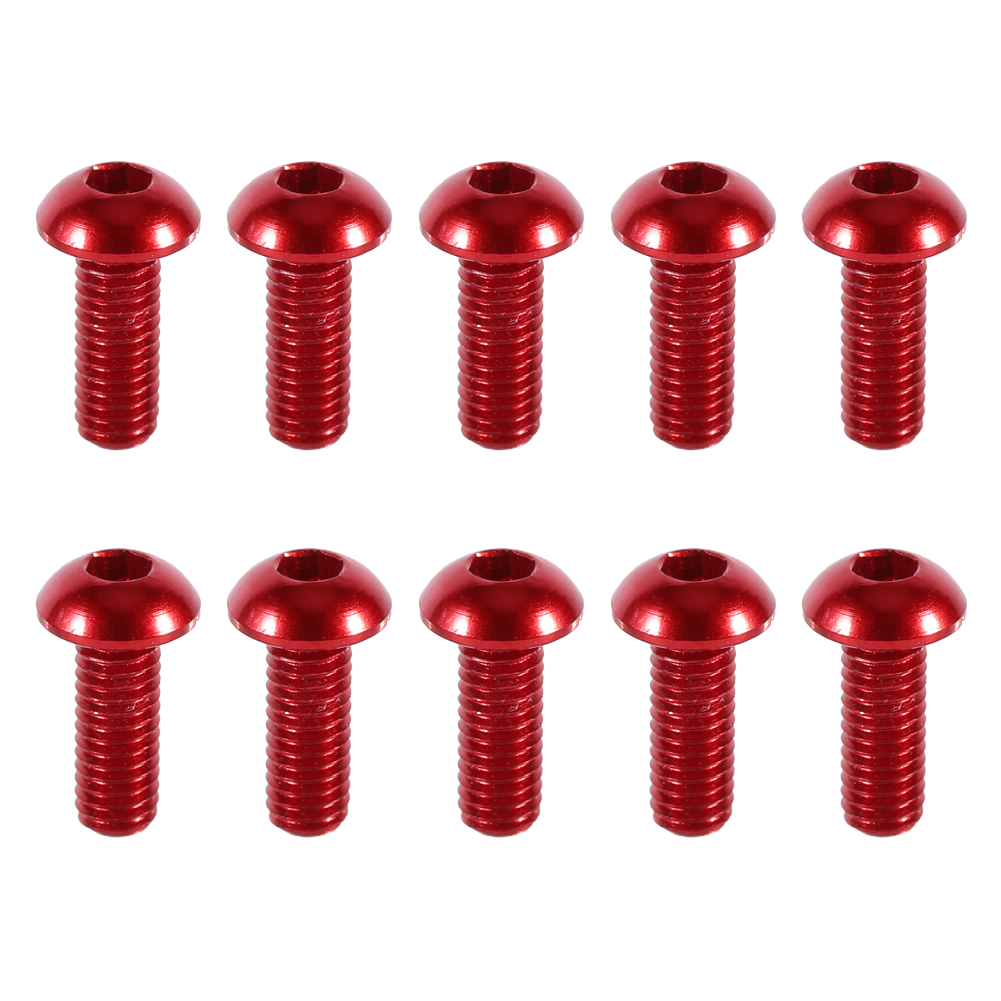 Aluminium-metallschrauben Mit Gewölbtem Zylinderkopf M3 6-10 Mm, Packung Mit 10 Innensechskantschrauben, Rote Farbe, Durchmesser 8 Mm, Feinschraubenbefestigung.