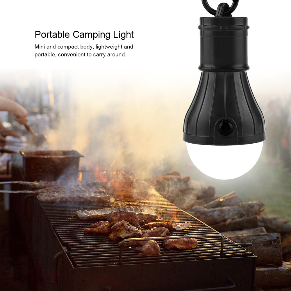 Mini-tragbare 3-led-zeltleuchte, Outdoor-beleuchtung Für Angeln Und Camping, Schwarze Laterne