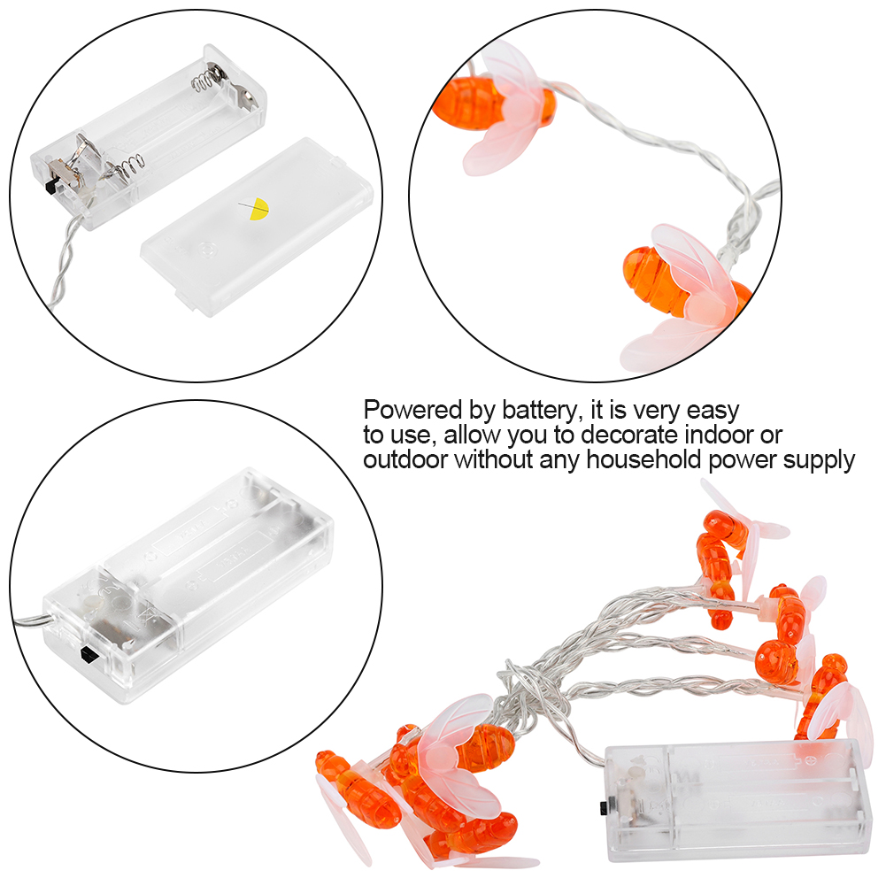 10 Led-bienen-lichterkette, Batteriebetrieben, Wasserdicht, Für Garten Und Terrasse, 1,2 M Lange Lichterkette