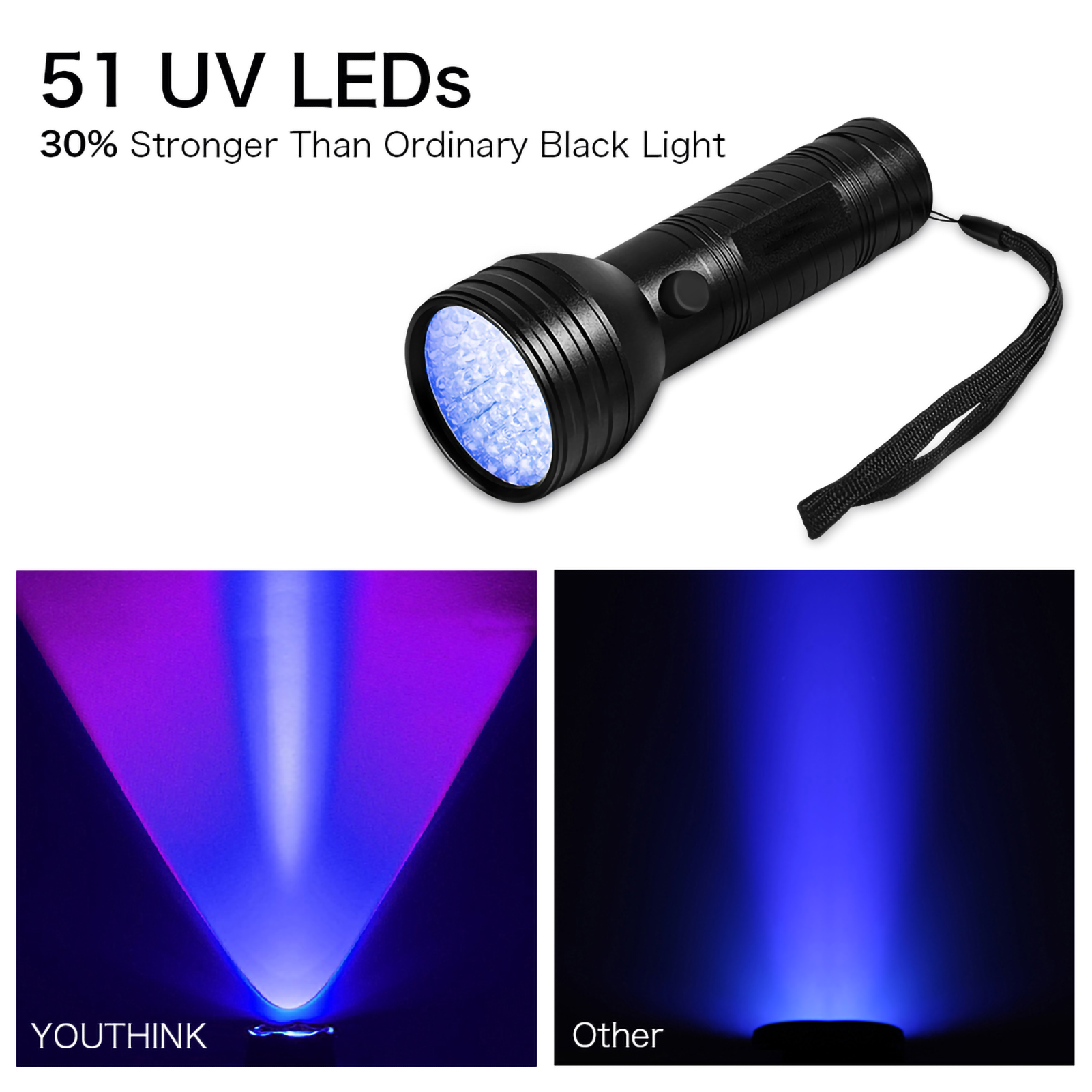 Uv-lampe Zur Erkennung Von Haustierurin, Tragbare Schwarzlicht-taschenlampe Zum Aufspüren Von Katzen- Und Hunde-flecken Auf Teppichen, Böden Und Sofas, Effektives Reinigungswerkzeug.