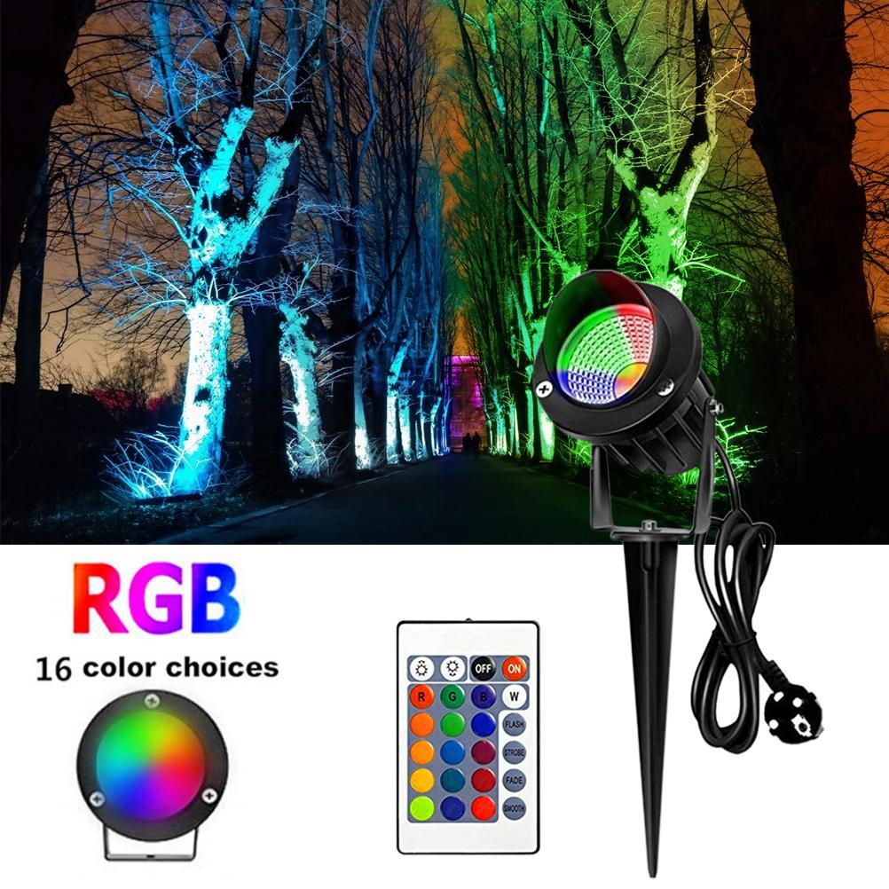 Cob Rgb-mehrfarben-gartenstrahler Mit Erdspieß Und Fernbedienung, Außenstrahler Für Garten, Rasen Und Hof.