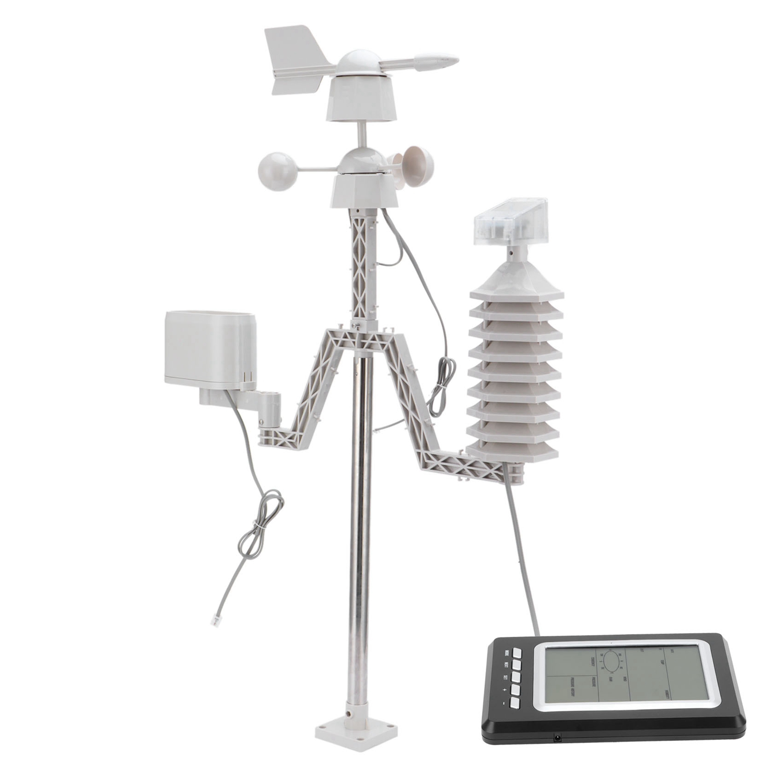 Drahtlose Wetterstation Mit Lcd-hintergrundbeleuchtung, Anemometer Und Regenmesser Zur Wettervorhersage