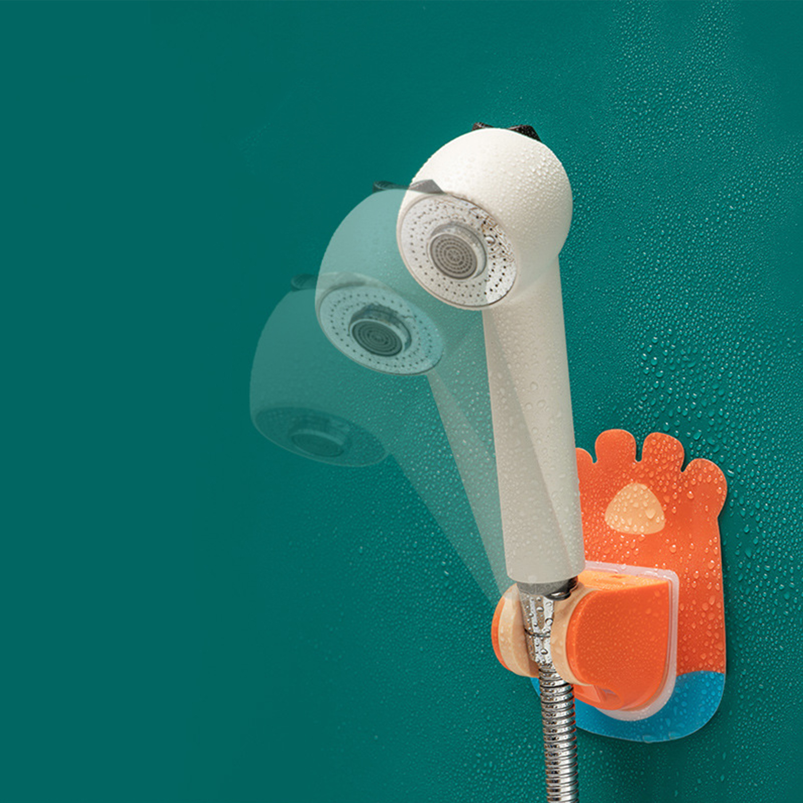 Duschkopfhalterung Badezimmer Nagelfrei Nahtlose Wasserdichte Duschhalterung Mit Haken Orange