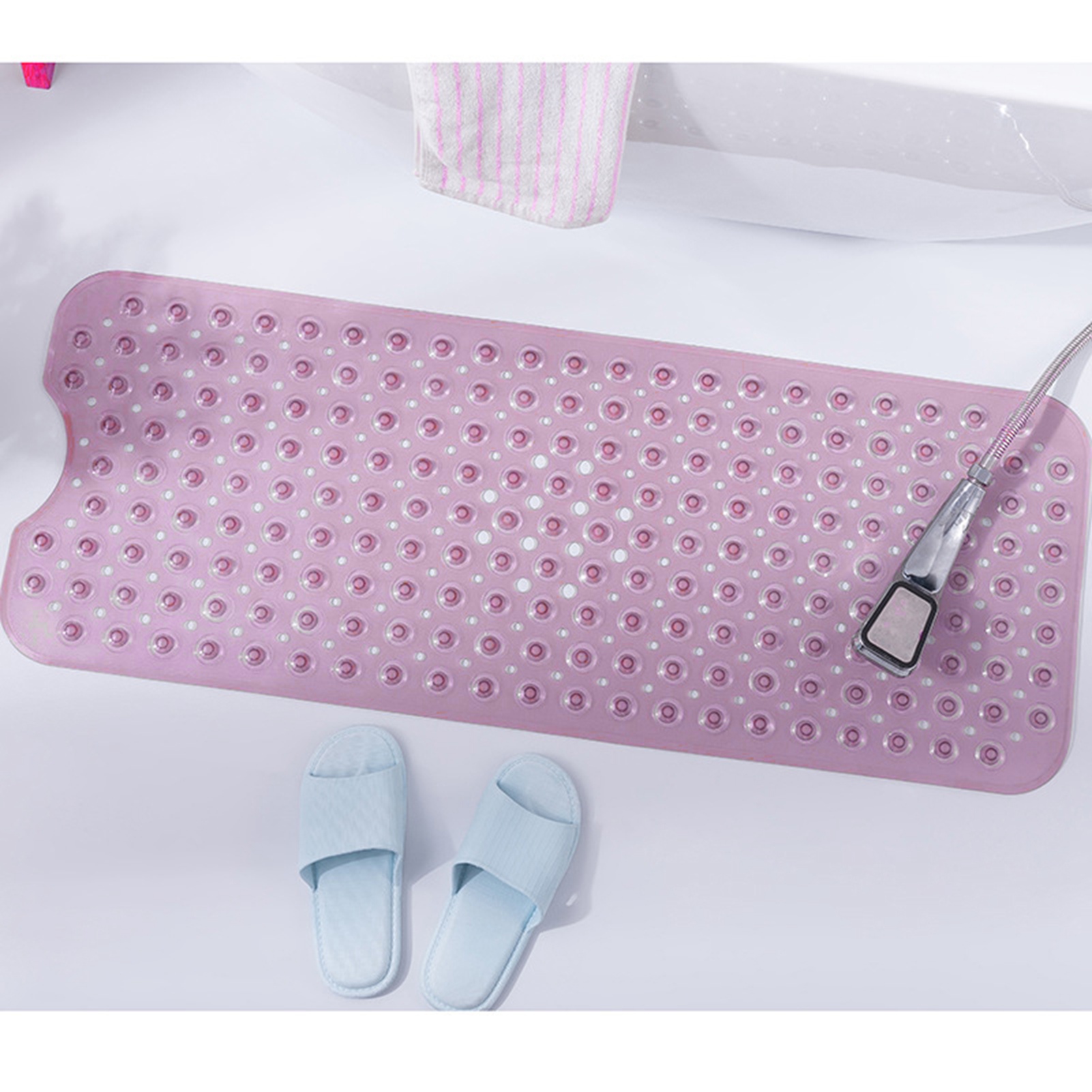 Duschmatte 40 X 100 Cm, Pvc, Rutschfest, Mit Saugnäpfen, Für Zuhause, Rosa