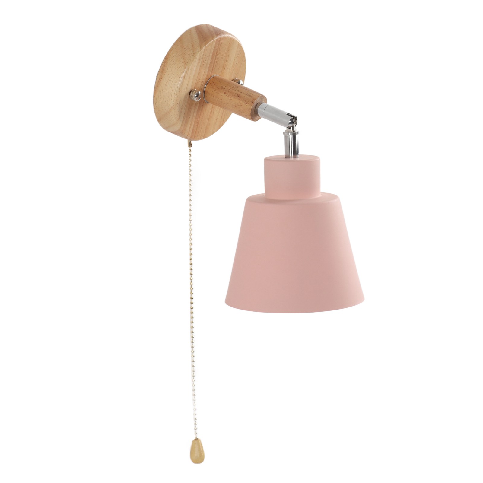 Macaron-wandleuchte, Platzsparend, Rosa Lampenschirm, Holzsockel, Für Wohnzimmer, Schlafzimmer, Büro, 100–240 V