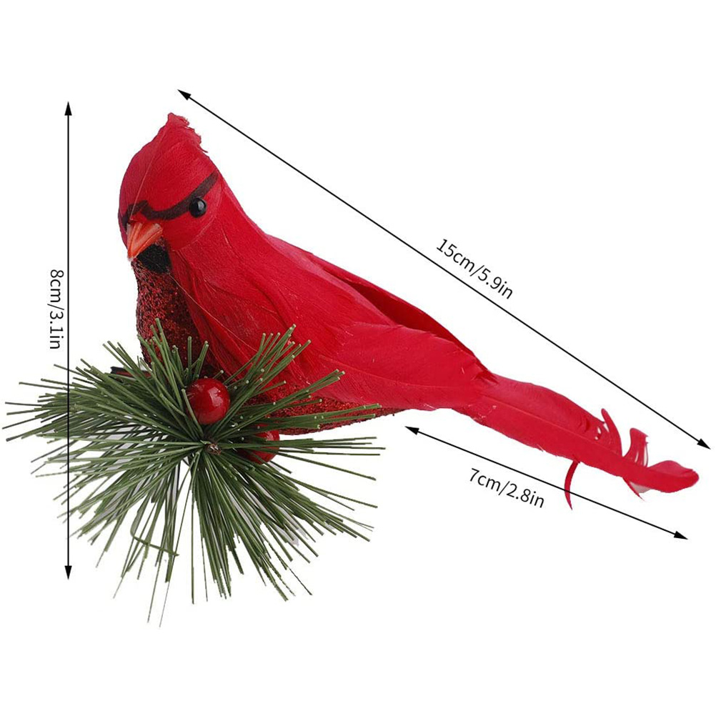 10 Künstliche Schaumstoffvögel Mit Tannenzweigen, Rote Deko-vögel Mit Clip, Ideal Für Weihnachten, Hochzeiten Und Partys