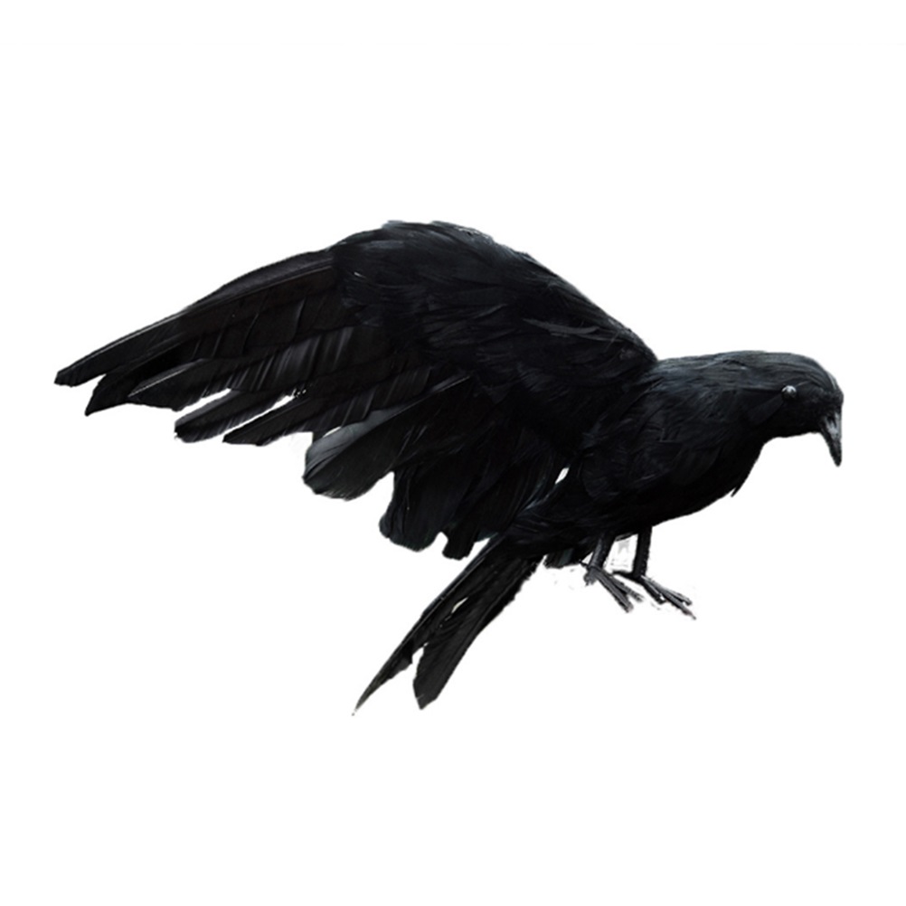 Schwarze Krähe – Realistische, Gefiederte Krähen Als Halloween-dekoration Für Spukhäuser Und Partys