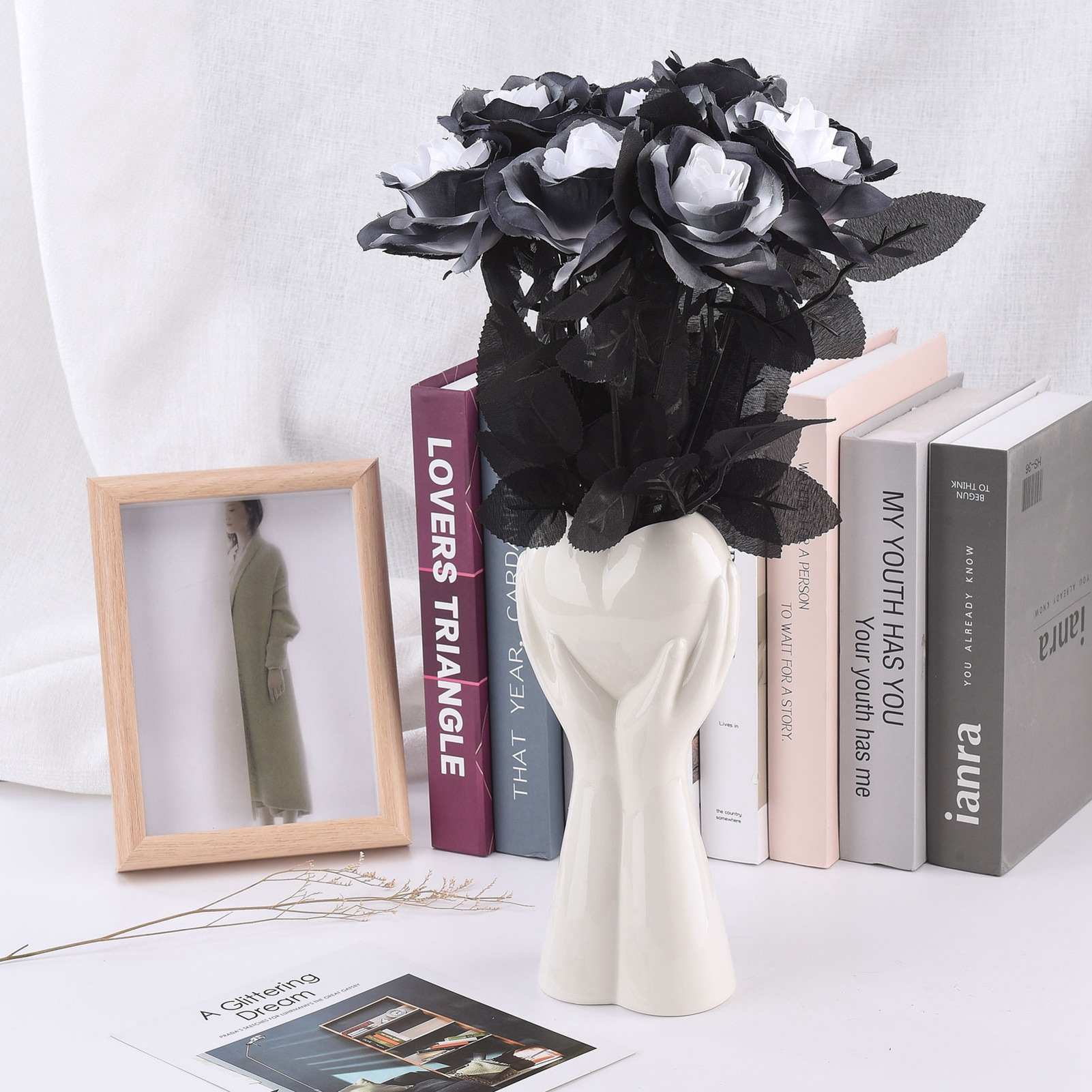 Lebensechte Künstliche Blumen, Simulierte Schwarze Rosen, Künstliche Rosen Für Die Außendekoration Von Häusern Und Hochzeiten