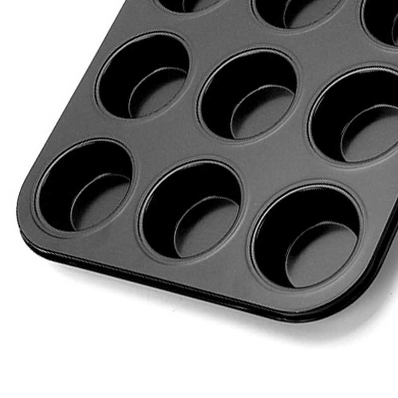 Muffinform Aus Kohlenstoffstahl, Antihaftbeschichtet, Schwarz, Mit Schnellverschluss, Für Die Heimische Küche, 12 Mulden