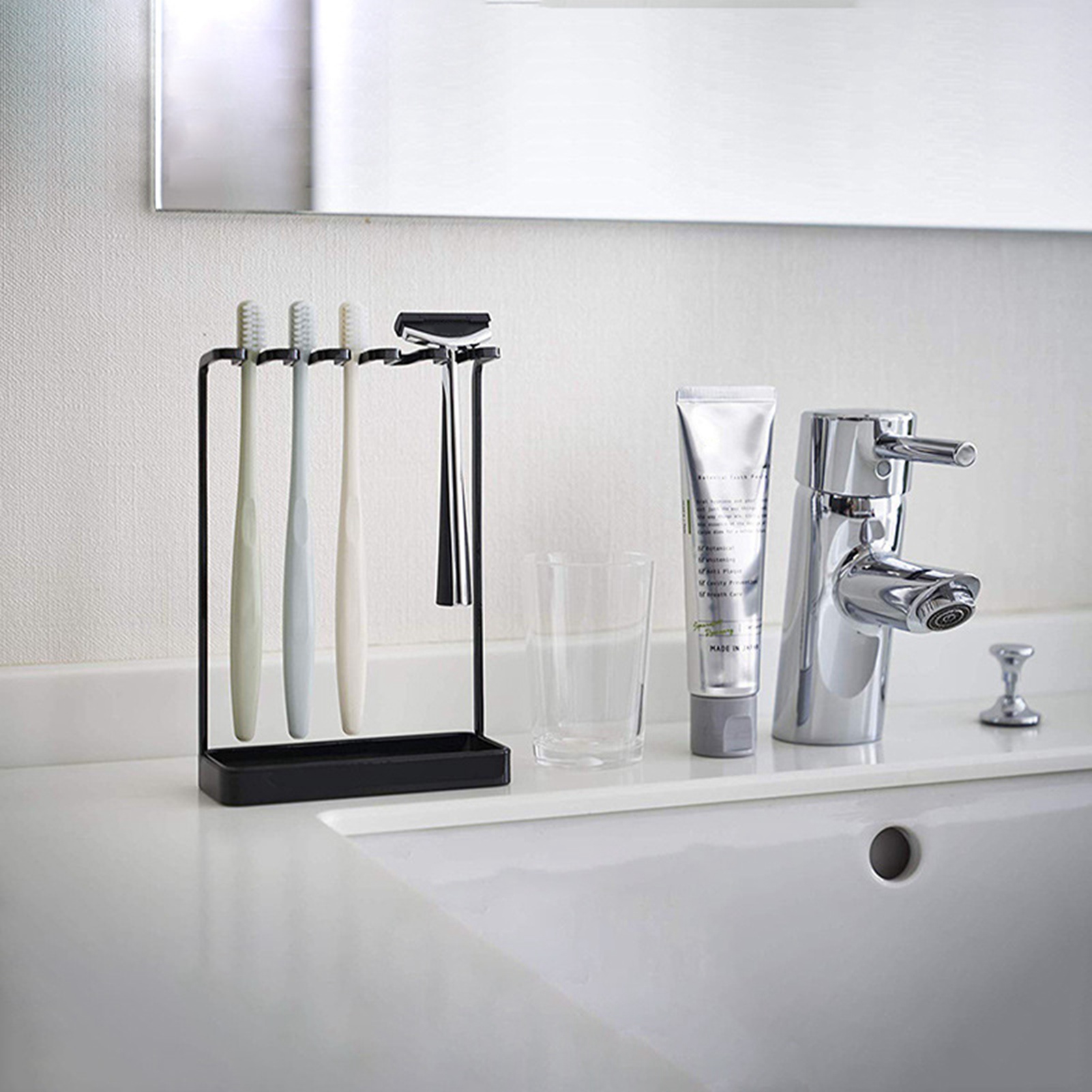 Zahnbürstenhalter Aus Eisen, Wasserdicht, Rostgeschützt, Gebogen, Für Badezimmer, Hotel, Studentenwohnheim, Schwarz