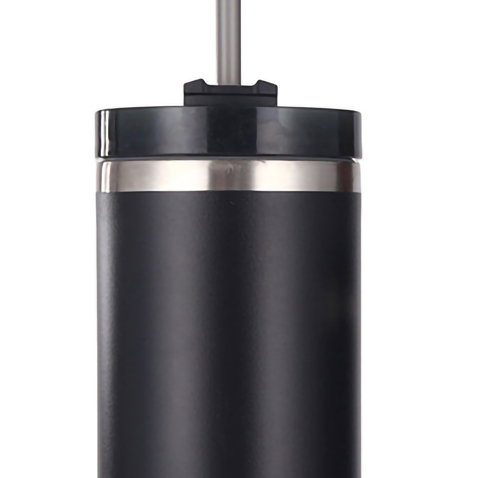 Edelstahl-vakuumisolierter Becher Mit Strohhalm, Poliert, Glänzend, Hält Heißes Und Kaltes, Vakuumisolierter Becher Fürs Auto, Schwarz, 590 Ml