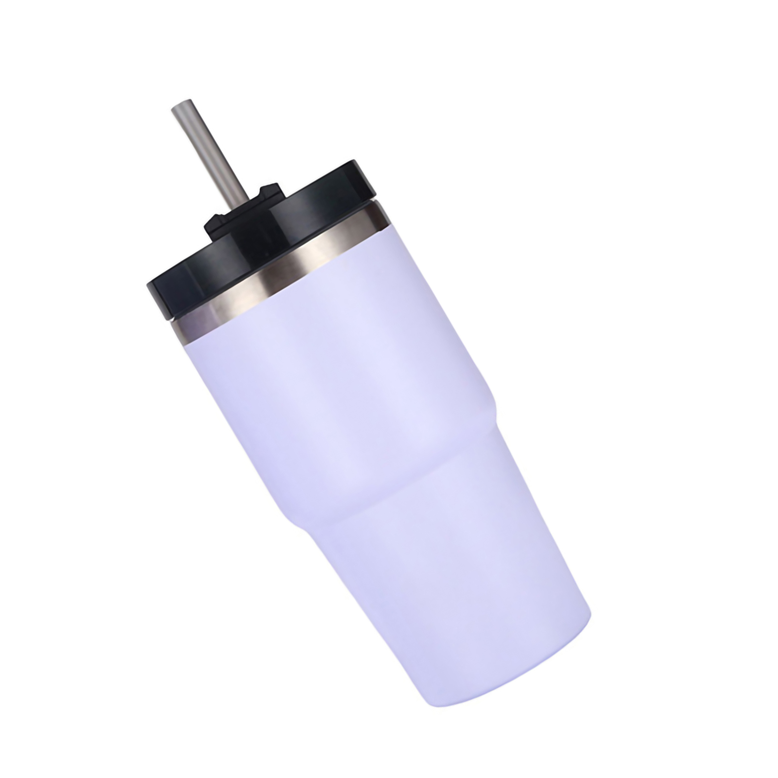 Edelstahl-vakuumisolierter Becher Mit Strohhalm, Poliert, Glänzend, Hält Heißes Und Kaltes Warm, Weiß, 590 Ml (20 Oz)