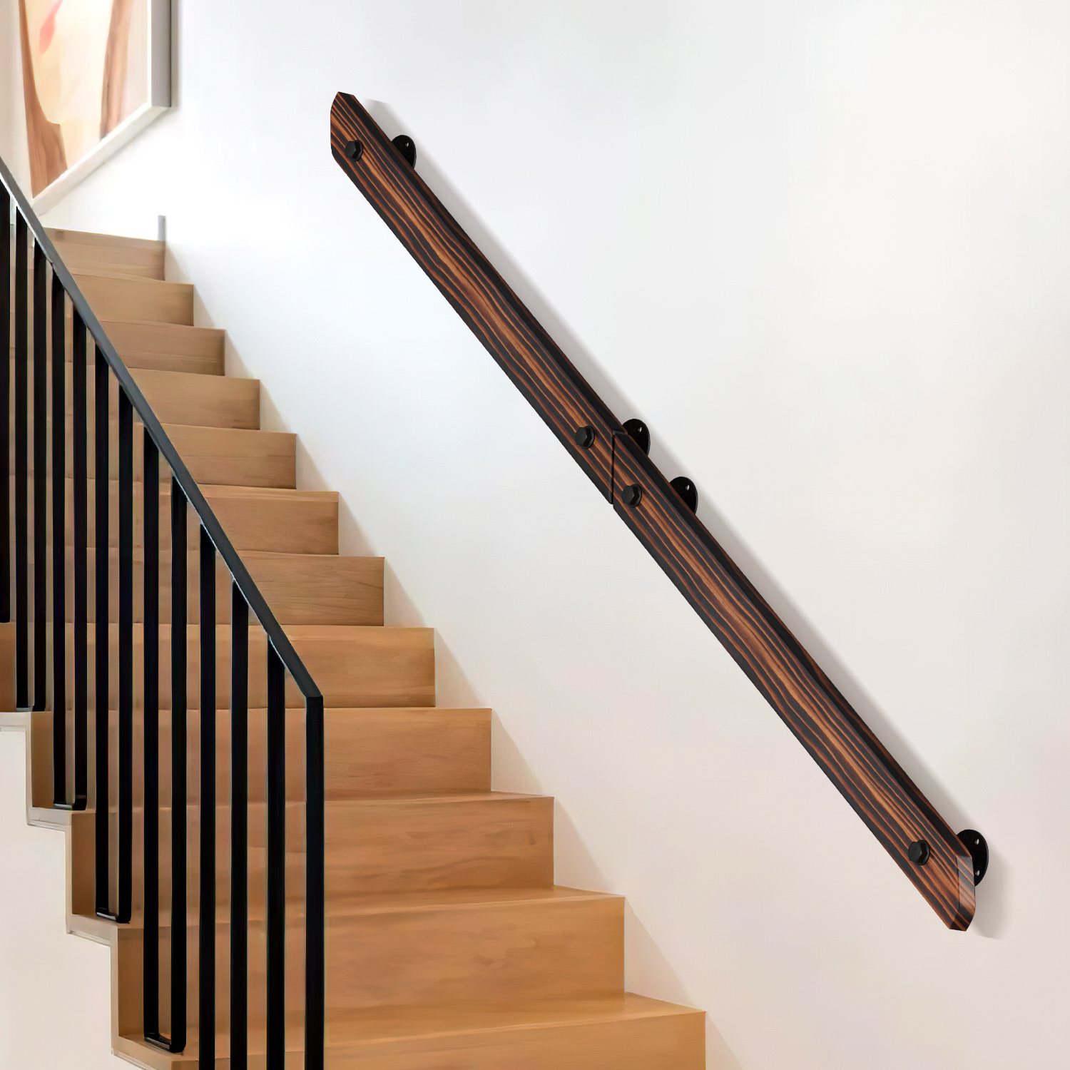 Jiubiaz Wandhandlauf Für Treppen 150 Cm, Geländer-handlauf Mit Wandhaltern, Für Innen- Und Außenbereich, Kürzbar, Befestigungszubehör Inklusive