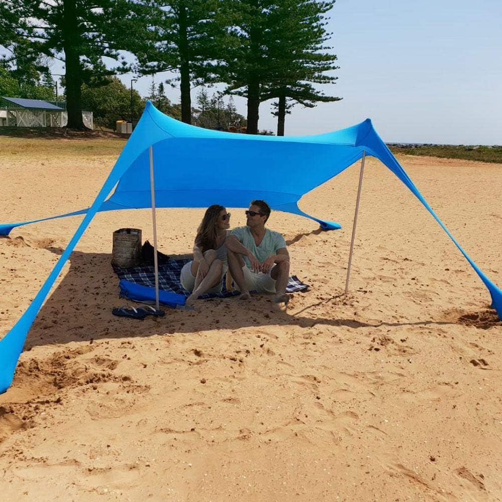 Sonnenschirm Für Strand Und Camping – Uv-schutz – Sonnensegel – Tragbarer Strandschirm – Sonnenschutz – Mit Sandankern – Eisenstangen