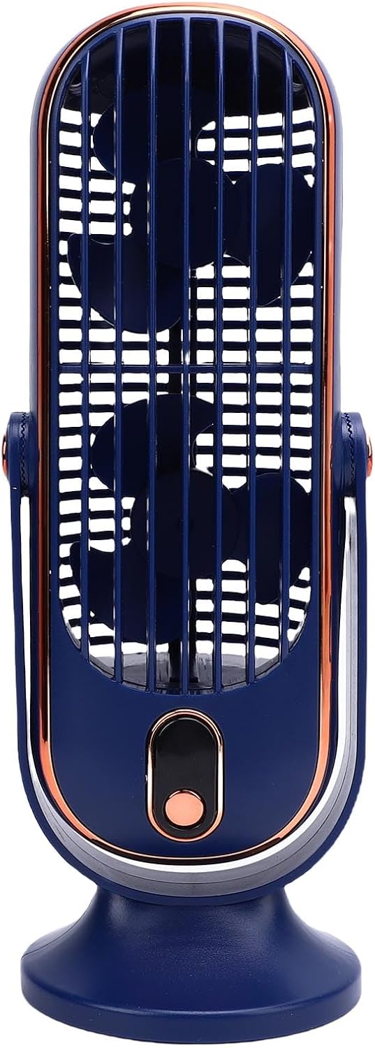 Tragbarer Tischventilator, Wiederaufladbarer 5-stufiger Oszillierender Tischventilator, Bürstenlos, Usb-aufladbar (blau)