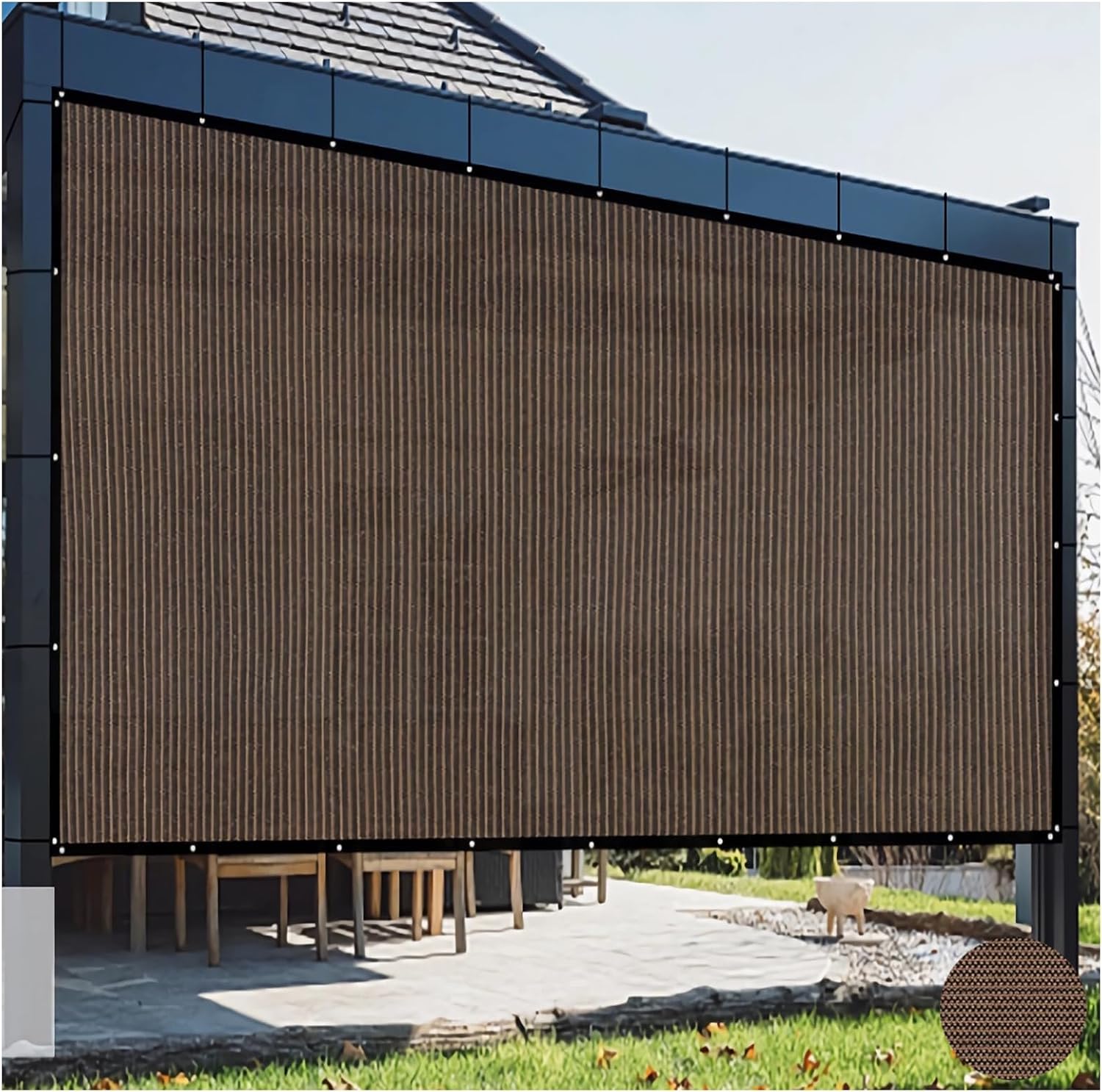 Rechteckiges, Braunes Schattierungsnetz 1 M X 5 M – Sonnenschutznetz Für Den Außenbereich Mit 90 % Uv-schutz – Sichtschutz Für Balkon Und Terrasse Mit Ösen – Schattierungsgewebe Aus Hdpe Für Garten Un