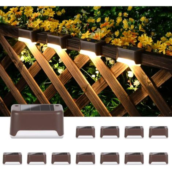 Set Mit 12 Wasserdichten Solarleuchten Für Terrassen, Treppen, Zäune, Rasenflächen, Patios Und Gehwege (warmweiß)