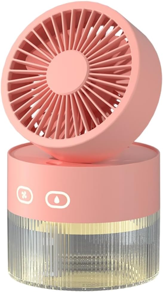 Vernebelungs-luftbefeuchter-ventilator, 2-stufiger, Wiederaufladbarer Ventilator Mit Nachtlicht Für Schlafzimmer Und Zuhause