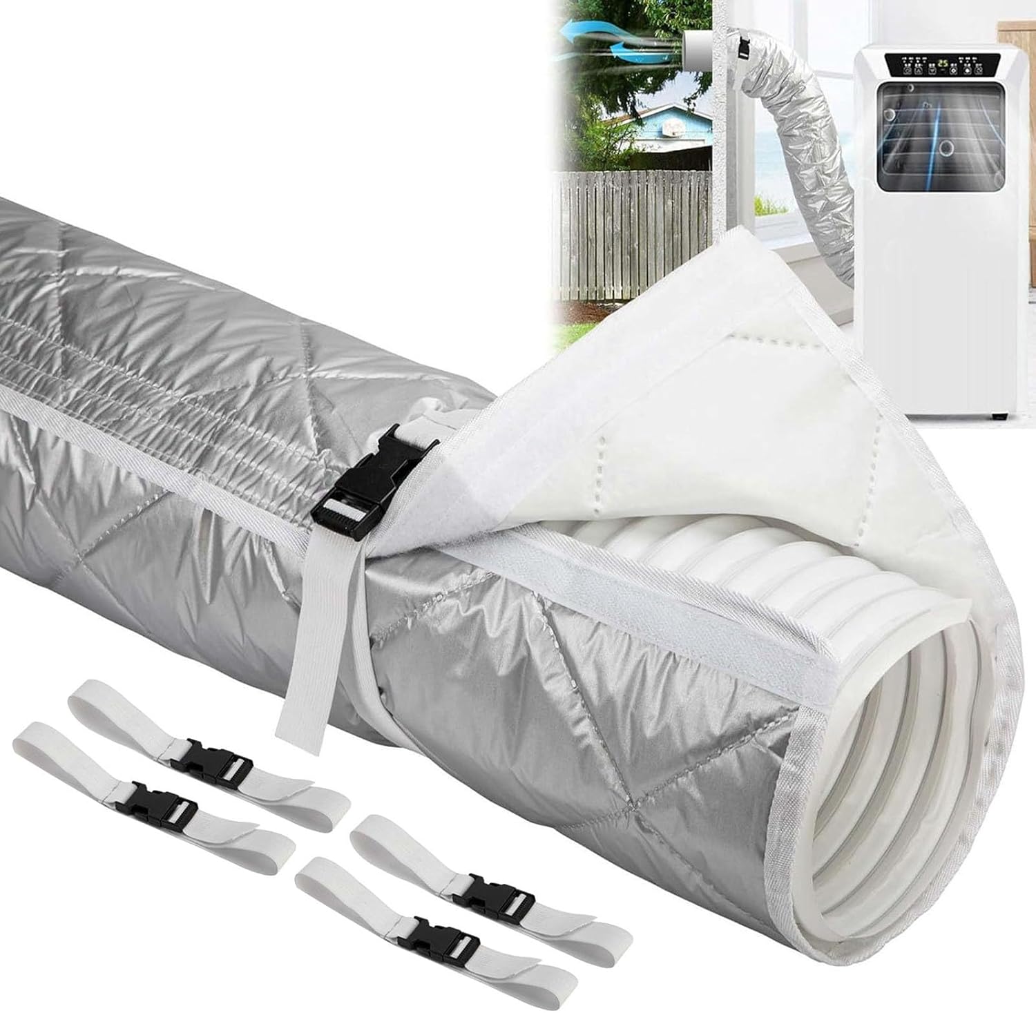 Isolierschlauch Für Klimaanlagen-abluftschlauch, 150 × 55 Cm, Mit Uv-schutz, Geeignet Für 5 Bis 5,9 Zoll Lüftungsschlitze