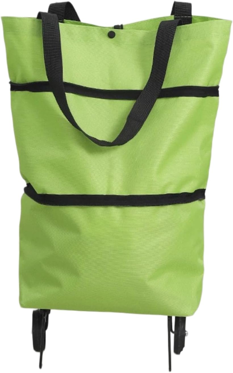 Faltbare Einkaufstasche Mit Rollen (2-in-1) – Tragbar – Kleiner Anhänger – Wiederverwendbar Für Zuhause Und Supermarkt – Reisetasche (grün)