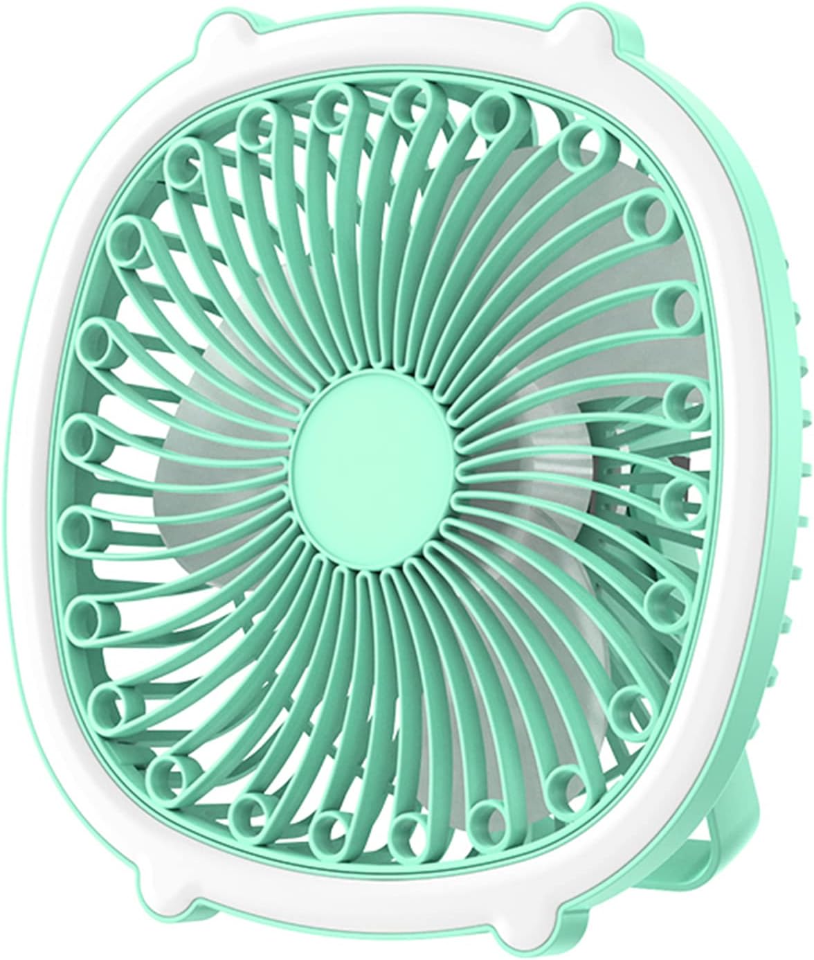 Wiederaufladbarer Usb-ventilator, Tragbarer Ventilator Mit 3 Geschwindigkeitsstufen Und Licht, 2-in-1-wandhalterung, Für Zelte, Wandern, Parkplätze, Outdoor-aktivitäten (grün)