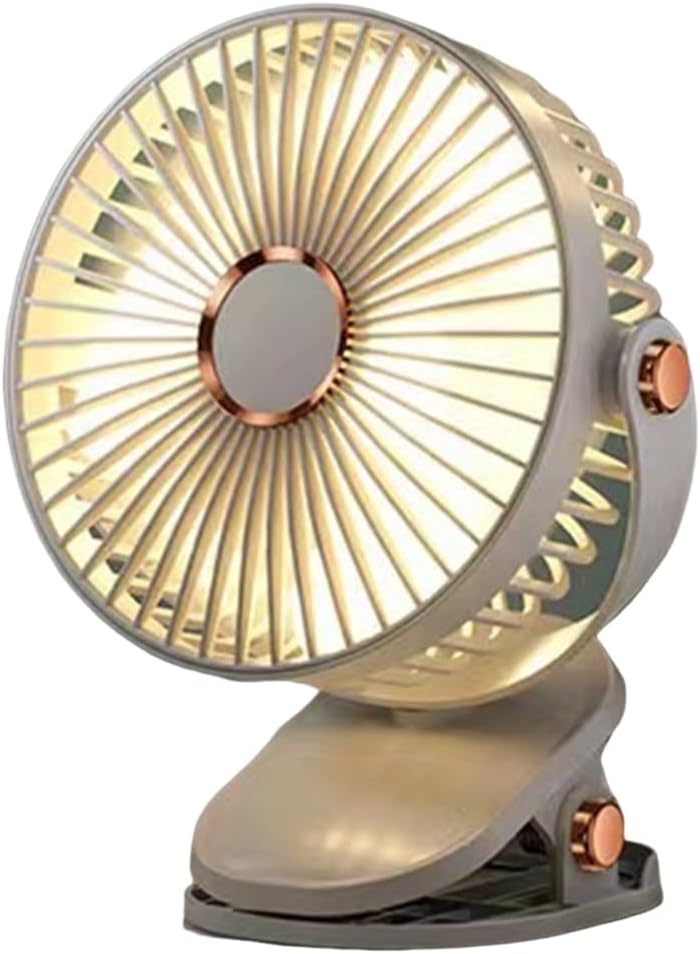 Usb-lade-clip-ventilator, Tragbarer Clip-ventilator Mit 5 Geschwindigkeitsstufen, Leise, 1200-mah-akku, 720° Drehbarer Ventilator