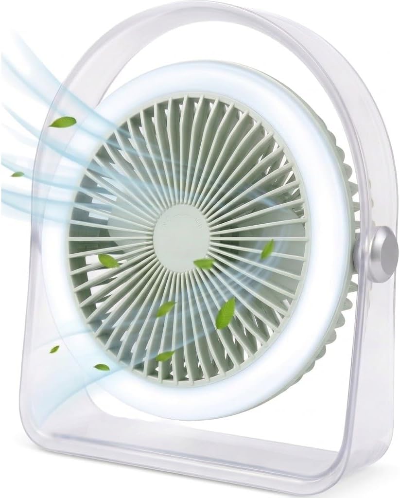 Wiederaufladbarer, Tragbarer Ventilator Mit Usb-c-anschluss, Leiser Ventilator Für Schlafzimmer Und Büro, Tischventilator, 3 Geschwindigkeitsstufen, 360°-drehung, 1200-mah-akku