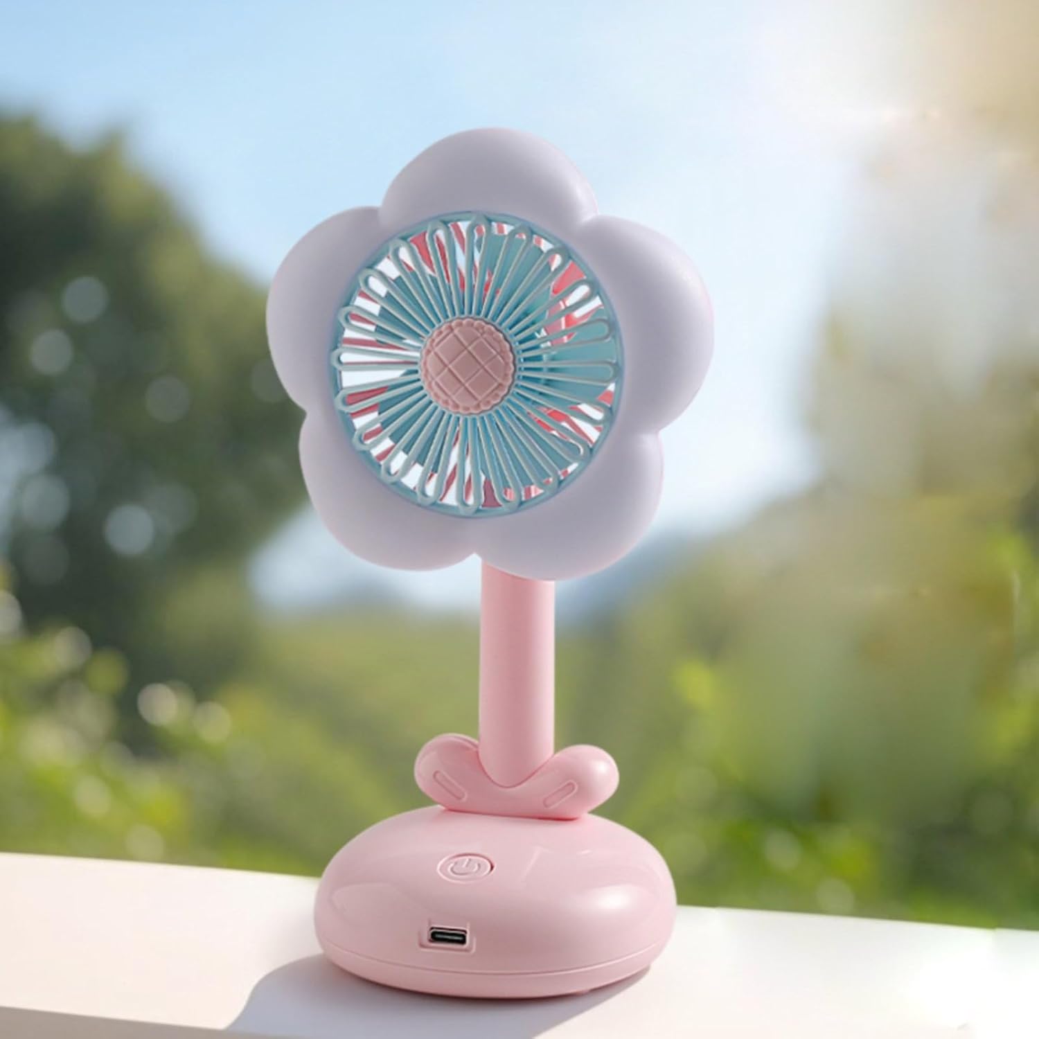 Tragbarer Tischventilator Mit Verstellbarem Winkel Und Sanftem Led-nachtlicht, Usb-aufladbar, Mini-tischventilator