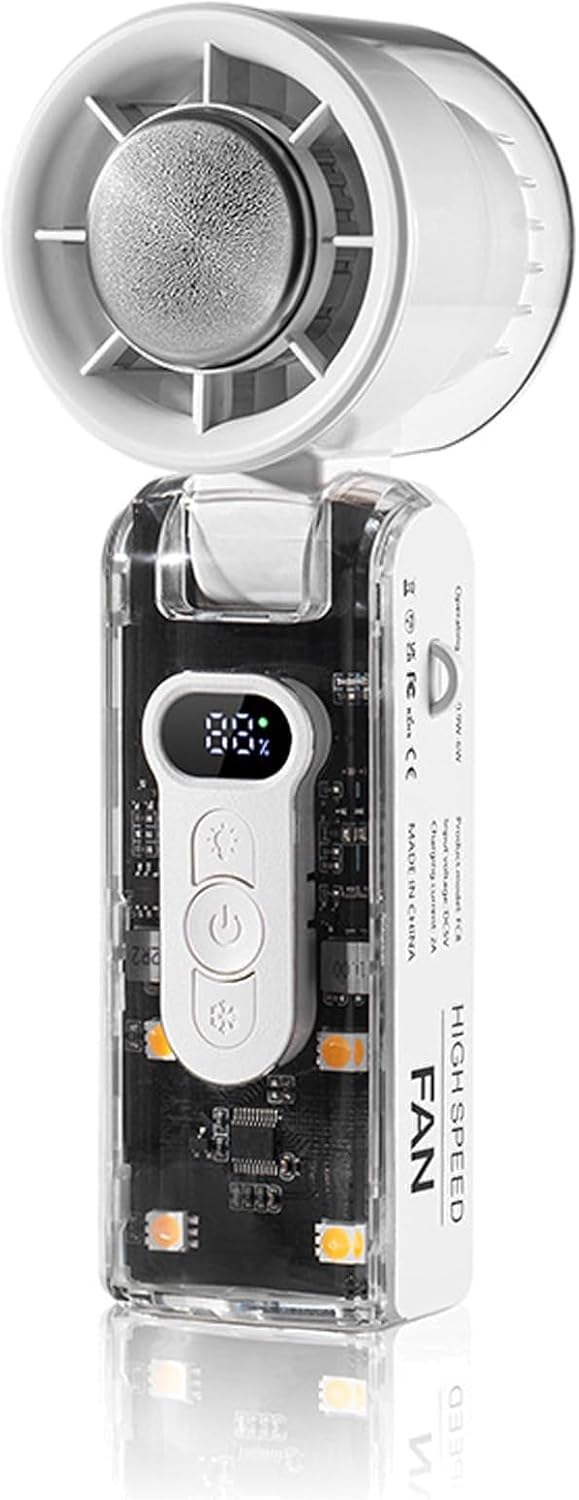 Multifunktionaler, Tragbarer Elektroventilator Mit Sofortkühlplatte Und Led-licht, 100 Turbostufen, Usb-aufladung