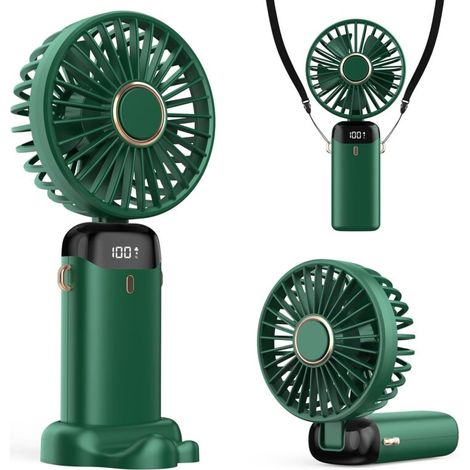 Tragbarer 4200-mah-usb-ventilator Mit Led-anzeige, 3-in-1-funktion (hand-/nacken-/tischventilator), Faltbar Und Um 90° Neigbar, Ideal Für Sommer, Büro, Schlafzimmer, Reisen, Geschenk Für Erwachsene Un