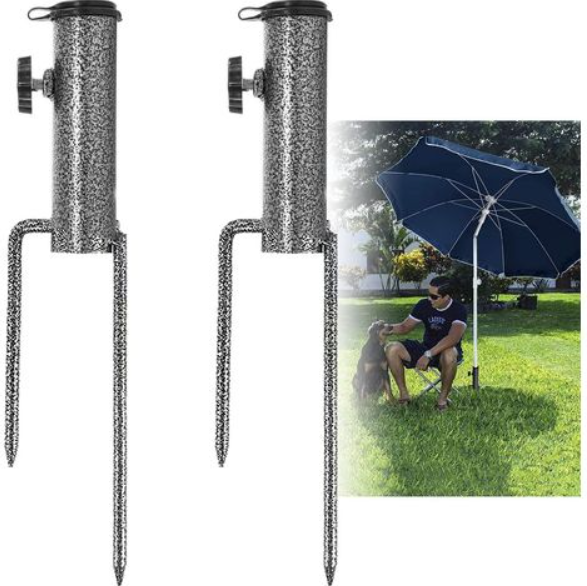 2-teiliger Sonnenschirmanker, Verstellbarer Elastischer Sonnenschirmständer, Vielseitiger Sonnenschirmständer Aus Metall Für Sand Oder Boden