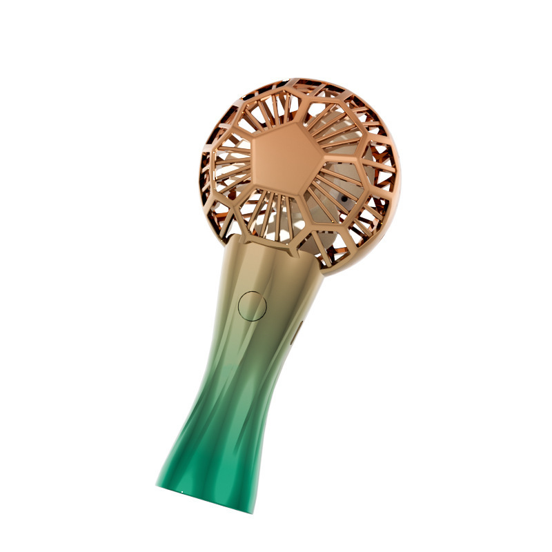 3 Mini-handventilatoren In Form Einer Gold-grünen Farbverlauf-trophäe, Usb-aufladbar, Persönlicher Kühlventilator, Für Unterwegs