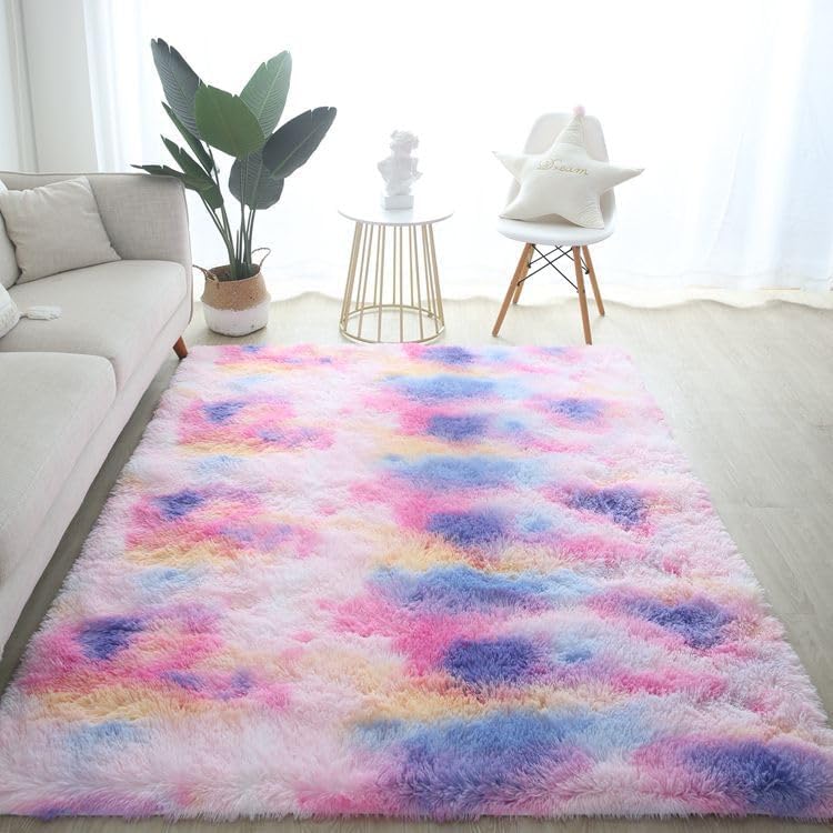 Geknoteter, Flauschiger Teppich Fürs Schlafzimmer – Weicher, Langfloriger, Rutschfester Und Fusselfreier Plüschteppich – Moderner Teppich