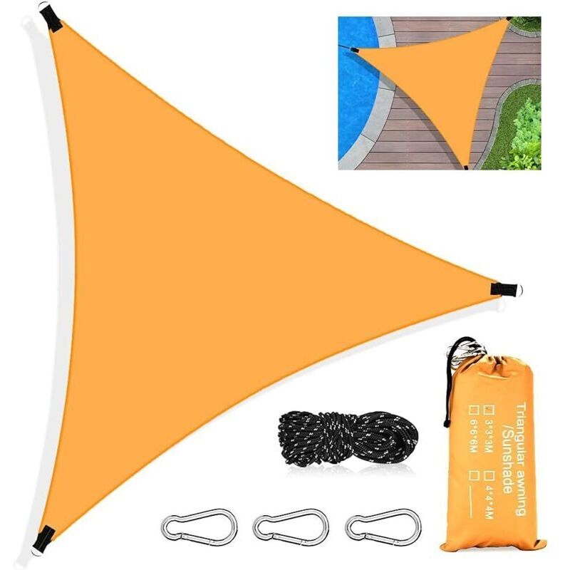 Dreieckiges Sonnensegel (3 X 3 M) – Wasserdichtes, Atmungsaktives Hdpe-gewebe – Bis Zu 90 % Uv-schutz – Einfache Montage Für Terrasse Und Garten