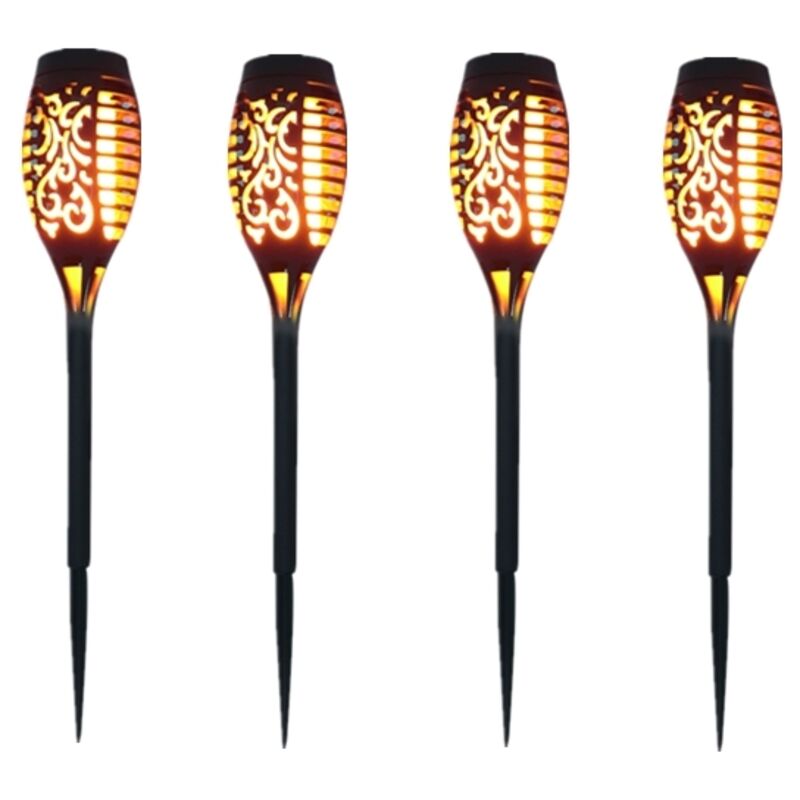 52 Cm Led-solarleuchten, Gartendekoration Mit Flackerndem Licht – 4er-pack