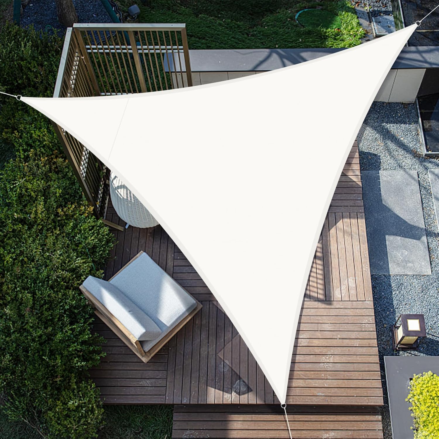 Dreieckiges Sonnensegel 3x3x3m, Wasserdicht, Uv-schutz, Für Terrasse, Garten, Balkon, Außenbereich, Creme