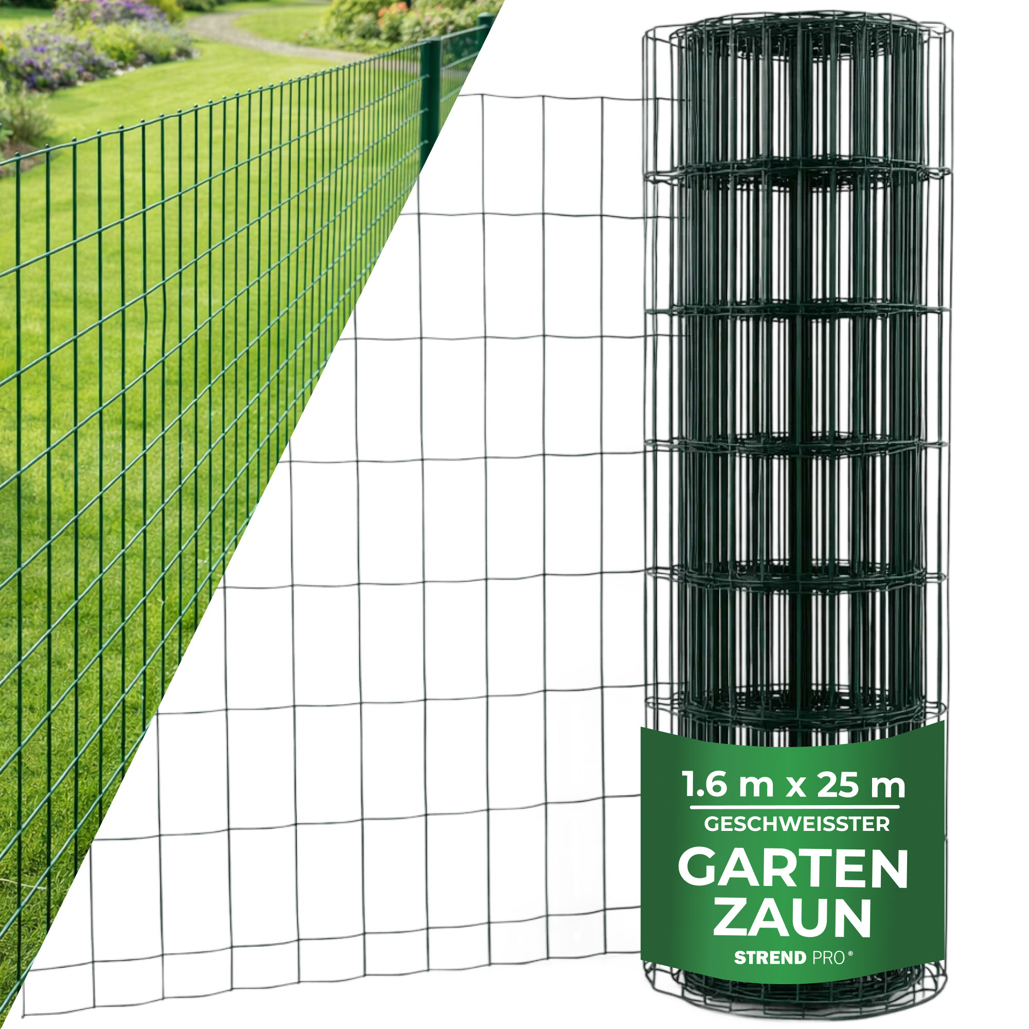 Geflecht Europlast 1, 1600/100x50/2,20 Mm, Grün, Ral 6005, Zn+pvc, Umzäunung, Packung 25 M
