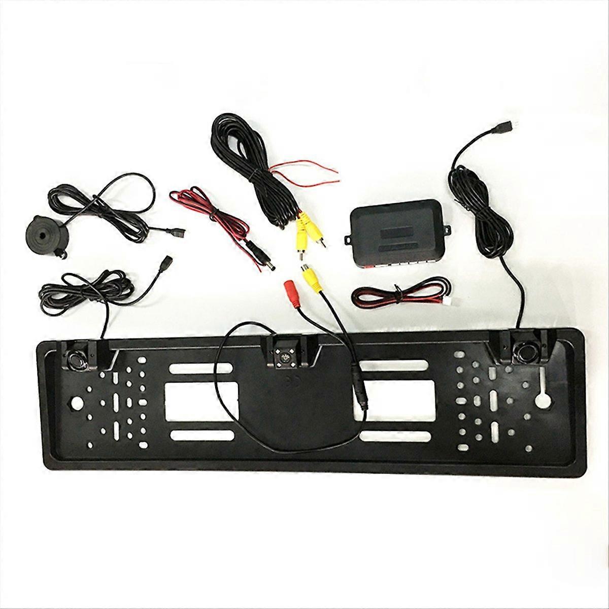12v 4-led-auto-rückfahrkamera Mit Radarsensor Für Europäisches Kennzeichenhalter-rahmen Uni