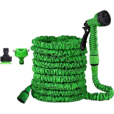 15 M Langer, Dehnbarer Gartenschlauch Mit 7 Sprühfunktionen, Geeignet Zum Bewässern Von Pflanzen, Waschen Von Autos Und Duschen Von Tieren.