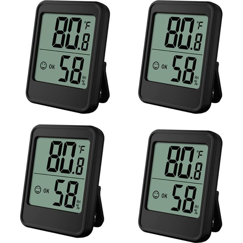 4er-set Thermometer-hygrometer Für Den Innenbereich, Feuchtigkeits- Und Temperaturmesser, Raumthermometer Mit Komfortanzeige Und Gesichtssymbol, Für Gewächshaus, Weinkeller, Büro