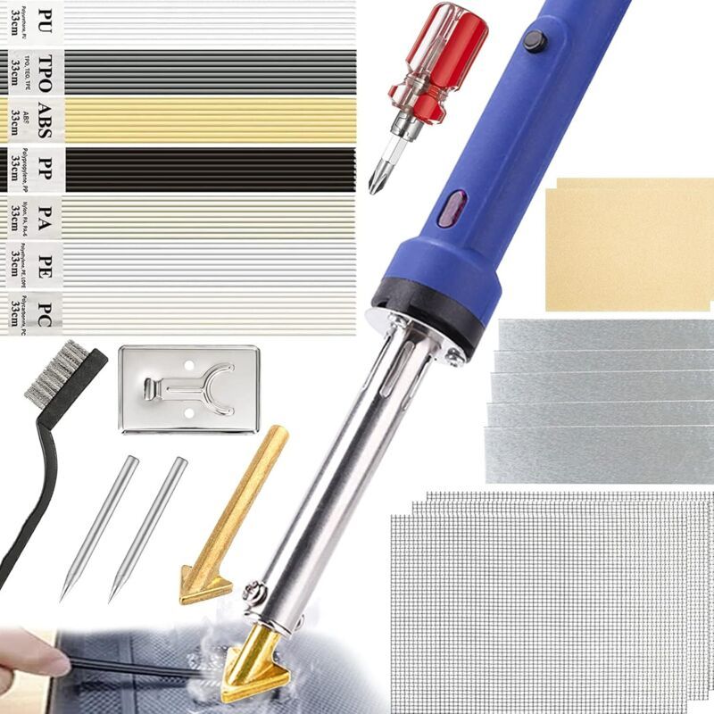 100-w-kunststoffreparaturset – 56 Schweißstäbe – Temperaturbereich 400–600 °c – Für Polypropylen, Abs Und Nylon