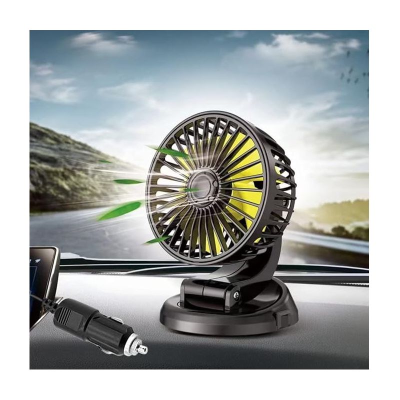 360° Drehbarer Autoventilator, 12-v-zigarettenanzünderstecker, Mini-armaturenbrettventilator, Tischventilator, Saugnapf, Kleiner Ventilator Für Suvs Und Lkws