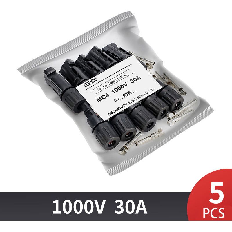 Packung Mit 5 Mc4-photovoltaik-steckern (männlich) – Spannung 1000 V – Stromstärke 30 A – Schutzart Ip67 – Einfache Installation Mit Crimpzange